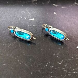 Vintage Early 2000s Y2K Faux Aquamarine Fashion Earrings